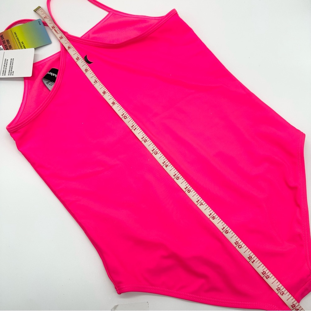 Hurley Big Girl's L 12/14 Bright Neon Pink Swimsuit 1 Pc Halter Tank Swim Beach - Picture 6 of 6